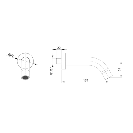 Przejdź do produktu Wylewka ścienna 174mm, miedź mat