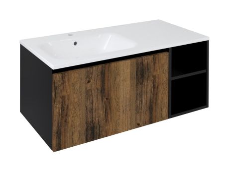 Przejdź do produktu LOREA szafka umywalkowa 100x46x51,5cm (70+30Pcm), lewa, dąb collingwood/czarny mat