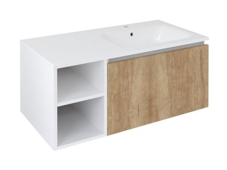 Przejdź do produktu LOREA szafka umywalkowa 100x46x51,5cm (30P+70cm), prawa, dąb Alabama/biały mat
