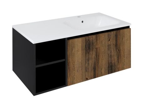 Przejdź do produktu LOREA szafka umywalkowa 100x46x51,5cm (30P+70cm), prawa, dąb collingwood/czarny mat