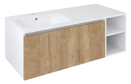 Przejdź do produktu LOREA szafka umywalkowa 120x46x51,5cm (90+30Pcm), lewa, dąb Alabama/biały mat