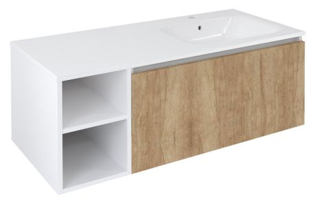 Przejdź do produktu LOREA szafka umywalkowa 120x46x51,5cm (30P+90cm), prawa, dąb Alabama/biały mat