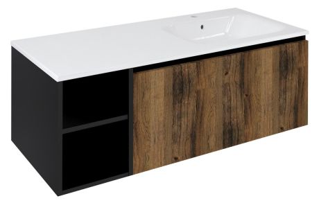 Przejdź do produktu LOREA szafka umywalkowa 120x46x51,5cm (30P+90cm), prawa, dąb collingwood/czarny mat
