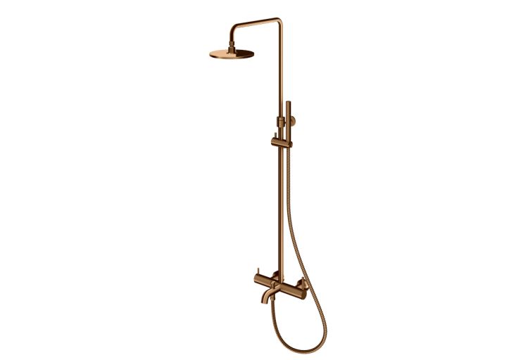 Kolumna prysznicowa z okrągłą deszczownicą 20 cm i wylewką Kohlman Axel QW277ABC miedź szczotkowana (id: 83437)