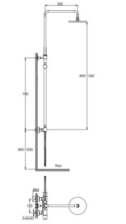Przejdź do produktu Kolumna prysznicowa termostatyczna z okrągłą deszczownicą 20 cm Kohlman Axel QW273ABC miedź szczotkowana