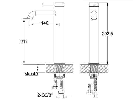 Przejdź do produktu Bateria umywalkowa stojąca 29 cm Kohlman Axel QB170AGDB złoto szczotkowane