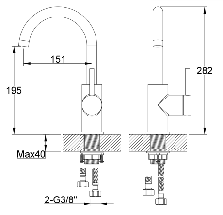 Przejdź do produktu Bateria umywalkowa stojąca 28 cm Kohlman Axel QB150AGDB złoto szczotkowane