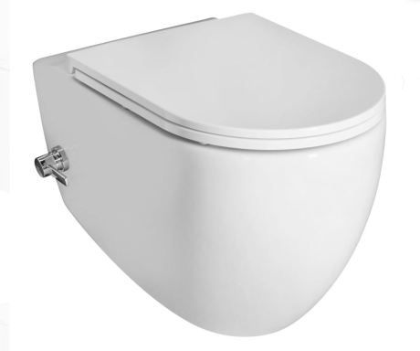 Przejdź do produktu Miska WC z funkcją bidetu, wisząca 53x36,5 cm Isvea Infinity Cleanwash z deską WC, stelażem podtynkowym i przyciskiem spłukującym TeceLoop 10NFS1005I+9400407+9240921 biały