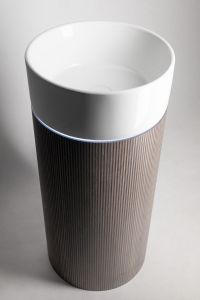 OASIS Umywalka ceramiczna wolnostojąca 40x89x48cm, półka ścienna, biela/dąb Cardamom