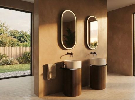 Przejdź do produktu OASIS Umywalka ceramiczna wolnostojąca 40x89x48cm, półka ścienna, siena