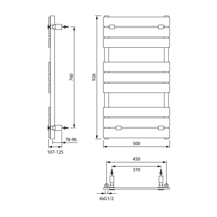 BONDECO grzejnik łazienkowy 500x926mm, biały