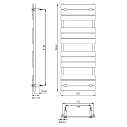 BONDECO grzejnik łazienkowy 500x1266mm, biały