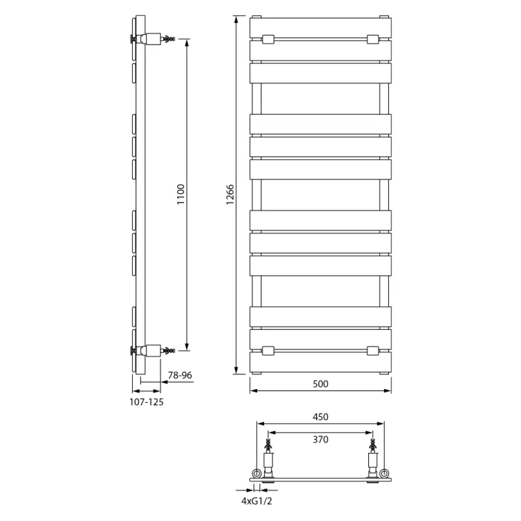 BONDECO grzejnik łazienkowy 500x1266mm, biały