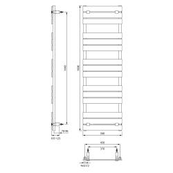 BONDECO grzejnik łazienkowy 500x1606mm, czarny mat