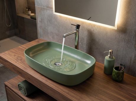 Przejdź do produktu MATTEO umywalka ceramiczna nablatowa 65x40cm, zielony mat