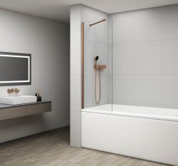 FISA parawan wannowy 600x1500mm, miedź mat, szkło czyste