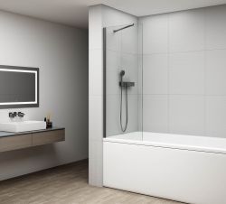 FISA parawan wannowy 700x1500mm, gun metal, szkło czyste