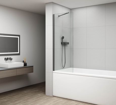 Przejdź do produktu FISA parawan wannowy 800x1500mm, gun metal, szkło czyste