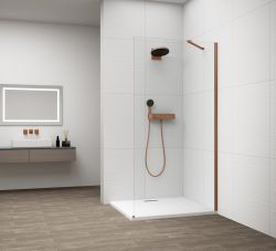 ESCA COPPER MATT jednoczęściowa kabina przysznicowa Walk-In, montaż przy ścianie, szkło czyste, 900 mm