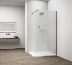 ESCA COPPER MATT jednoczęściowa kabina przysznicowa Walk-In, montaż przy ścianie, szkło mleczne, 1300 mm