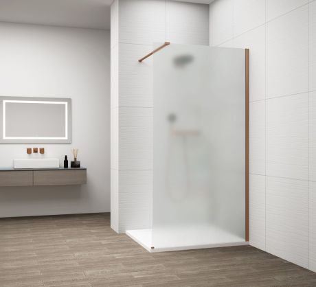 Przejdź do produktu ESCA COPPER MATT jednoczęściowa kabina przysznicowa Walk-In, montaż przy ścianie, szkło mleczne, 1500 mm