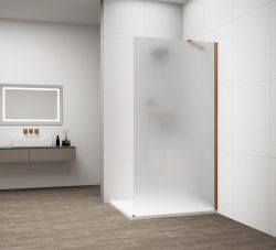 ESCA COPPER MATT jednoczęściowa kabina przysznicowa Walk-In, montaż przy ścianie, szkło mleczne, 900 mm