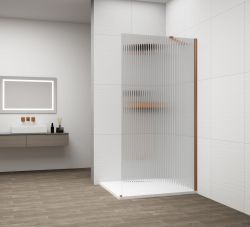 ESCA COPPER MATT jednoczęściowa kabina przysznicowa Walk-In, montaż przy ścianie, szkło Flute,1200 mm