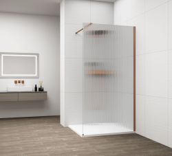 ESCA COPPER MATT jednoczęściowa kabina przysznicowa Walk-In, montaż przy ścianie, szkło Flute,700 mm