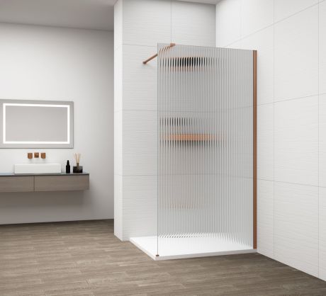 Przejdź do produktu ESCA COPPER MATT jednoczęściowa kabina przysznicowa Walk-In, montaż przy ścianie, szkło Flute,700 mm