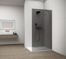 ESCA COPPER MATT jednoczęściowa kabina przysznicowa Walk-In, montaż przy ścianie, szkło dymione, 1000 mm
