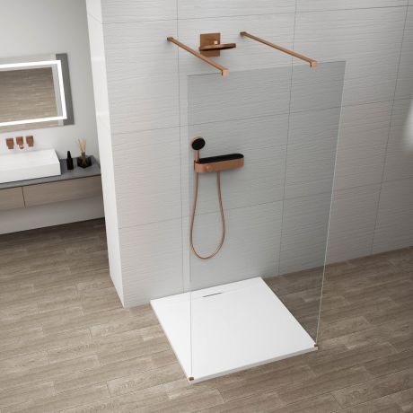 Przejdź do produktu ESCA COPPER MATT jednoczęściowa kabina przysznicowa Walk-In, szkło czyste, 1000 mm