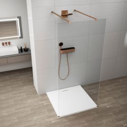 ESCA COPPER MATT jednoczęściowa kabina przysznicowa Walk-In, szkło czyste, 1400 mm