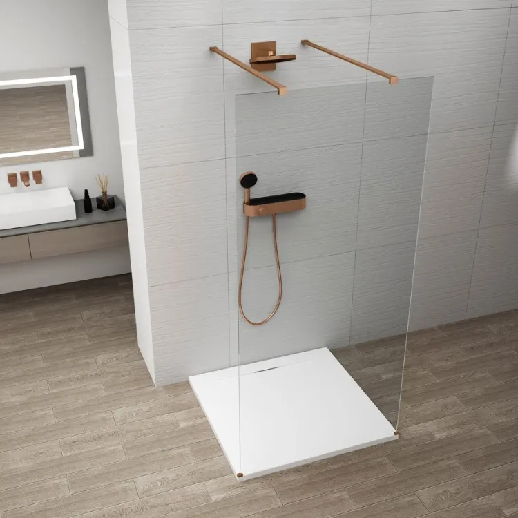 ESCA COPPER MATT jednoczęściowa kabina przysznicowa Walk-In, szkło czyste, 1500 mm