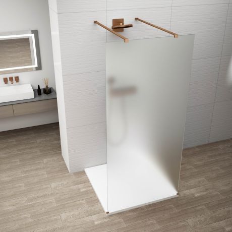 Przejdź do produktu ESCA COPPER MATT jednoczęściowa kabina przysznicowa Walk-In, szkło mleczne, 1200 mm