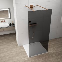 ESCA COPPER MATT jednoczęściowa kabina przysznicowa Walk-In, szklo dymione, 1400 mm