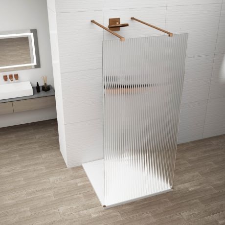 Przejdź do produktu ESCA COPPER MATT jednoczęściowa kabina przysznicowa Walk-In, szklo Flute, 1400 mm