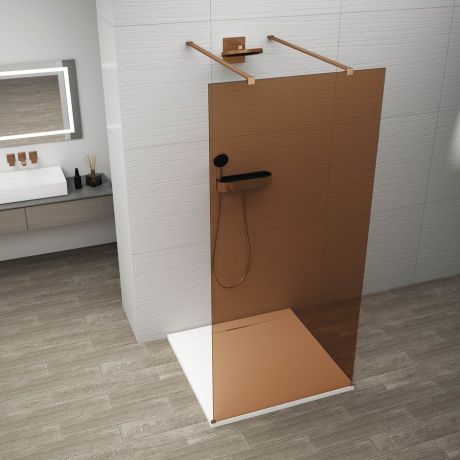 Przejdź do produktu ESCA COPPER MATT jednoczęściowa kabina przysznicowa Walk-In, szklo Marron, 1300 mm