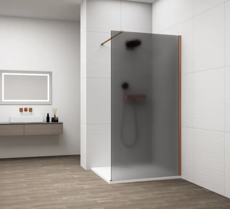 ESCA COPPER MATT jednoczęściowa kabina przysznicowa Walk-In, montaż przy ścianie, szkło mat dymione, 700 mm
