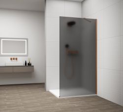 ESCA COPPER MATT jednoczęściowa kabina przysznicowa Walk-In, montaż przy ścianie, szkło mat dymione, 900 mm