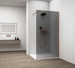 ESCA COPPER MATT jednoczęściowa kabina przysznicowa Walk-In, montaż przy ścianie, szkło mat dymione, 1000 mm