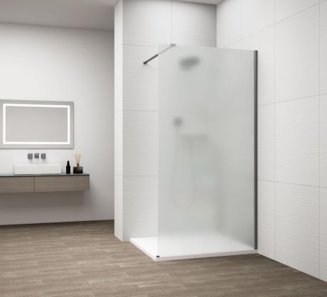 Przejdź do produktu ESCA GUN METAL jednoczęściowa kabina przysznicowa Walk-In, montaż przy ścianie, szkło mleczne,1200 mm
