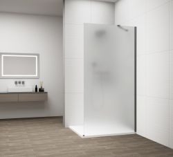 ESCA GUN METAL jednoczęściowa kabina przysznicowa Walk-In, montaż przy ścianie, szkło mleczne, 900 mm