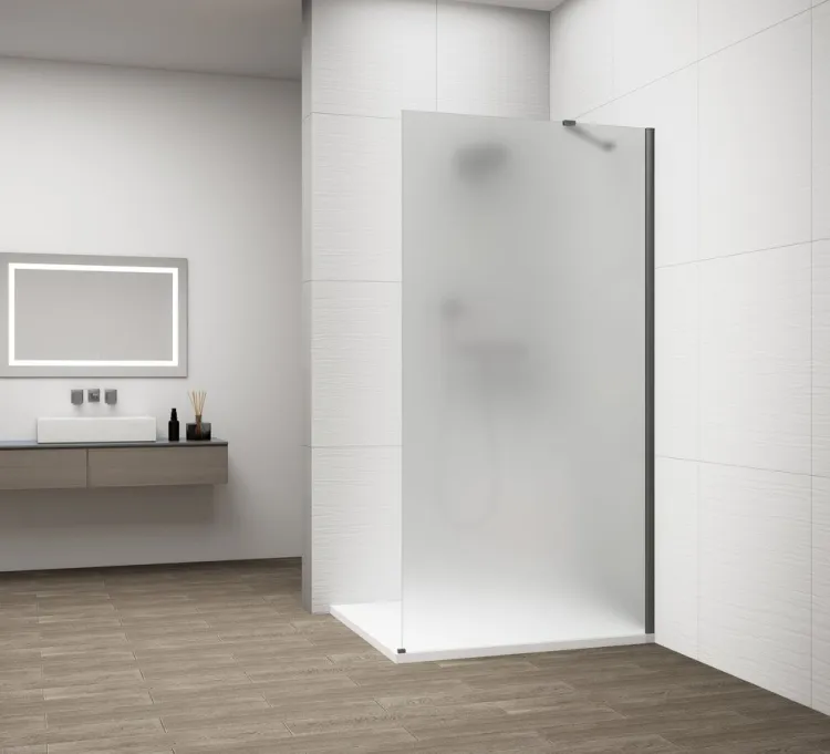 ESCA GUN METAL jednoczęściowa kabina przysznicowa Walk-In, montaż przy ścianie, szkło mleczne, 900 mm