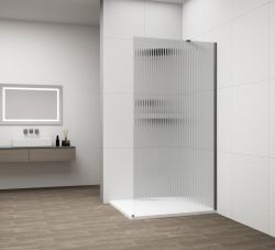 ESCA GUN METAL jednoczęściowa kabina przysznicowa Walk-In, montaż przy ścianie, szkło Flute,1100 mm