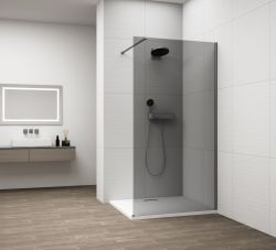 ESCA GUN METAL jednoczęściowa kabina przysznicowa Walk-In, montaż przy ścianie, szkło dymione, 800 mm