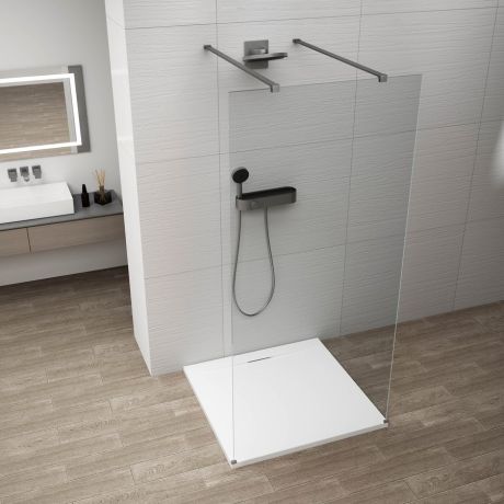 Przejdź do produktu ESCA GUN METAL jednoczęściowa kabina przysznicowa Walk-In, szkło czyste, 1000 mm