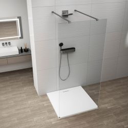 ESCA GUN METAL jednoczęściowa kabina przysznicowa Walk-In, szkło czyste, 1400 mm
