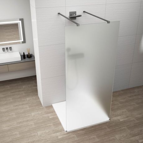 Przejdź do produktu ESCA GUN METAL jednoczęściowa kabina przysznicowa Walk-In, szkło mleczne, 1300 mm