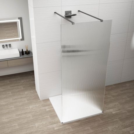 Przejdź do produktu ESCA GUN METAL jednoczęściowa kabina przysznicowa Walk-In, szklo Flute, 1000 mm