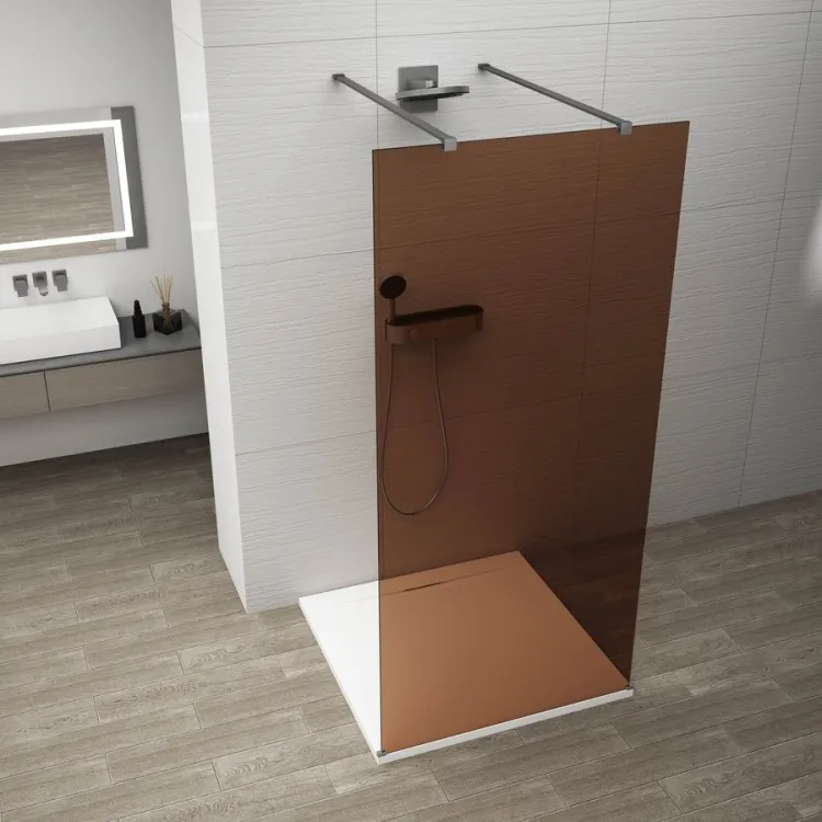 ESCA GUN METAL jednoczęściowa kabina przysznicowa Walk-In, szklo Marron, 1300 mm